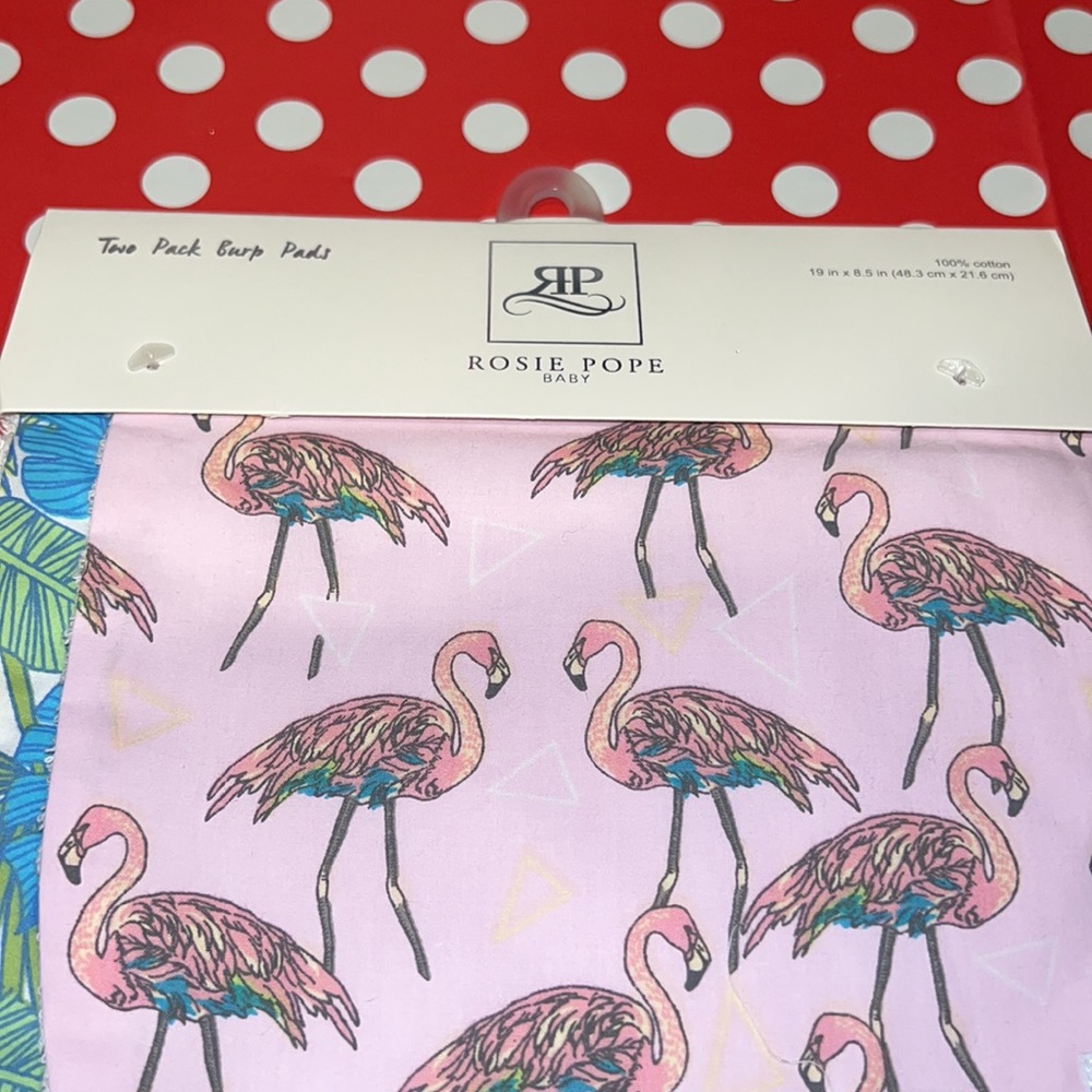 Rosie Pope 2-Pack Flamingo/Palm Leaf Burp Pads - Picture 3 of 7